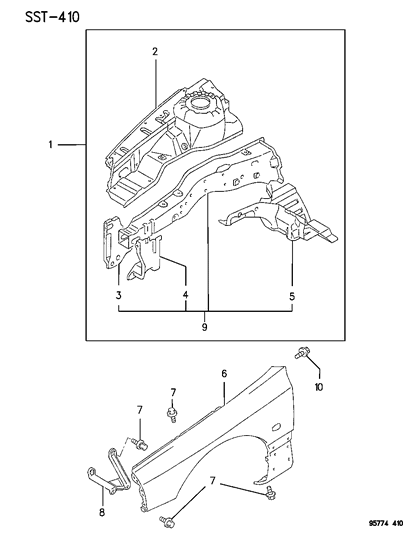 1996 Dodge Stealth Front Fender Diagram