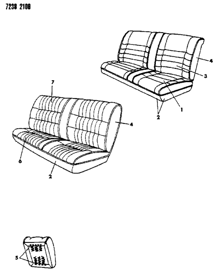 1987 Dodge 600 Trimd Comp Rear Cush Cover Diagram for C743F3C