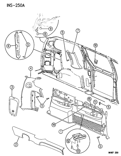 1996 Dodge Grand Caravan Clip-Pillar Trim Diagram for 6503104