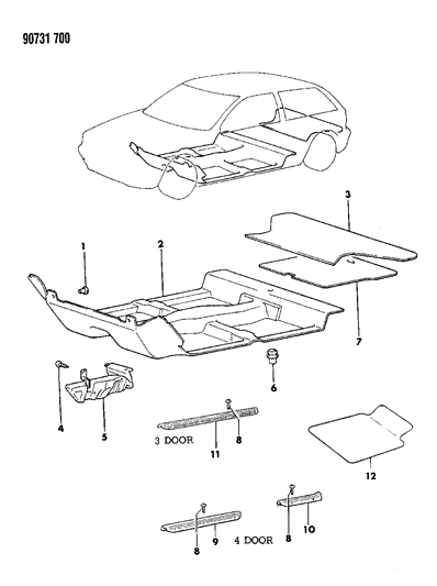 1990 Dodge Colt Clip Diagram for MB718139