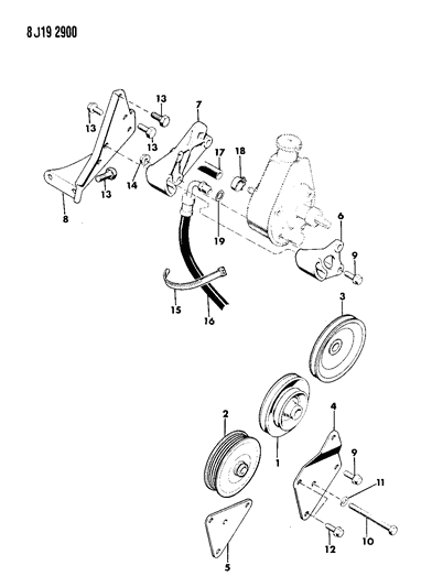 1988 Jeep J10 Pump Mounting - Power Steering Diagram 1