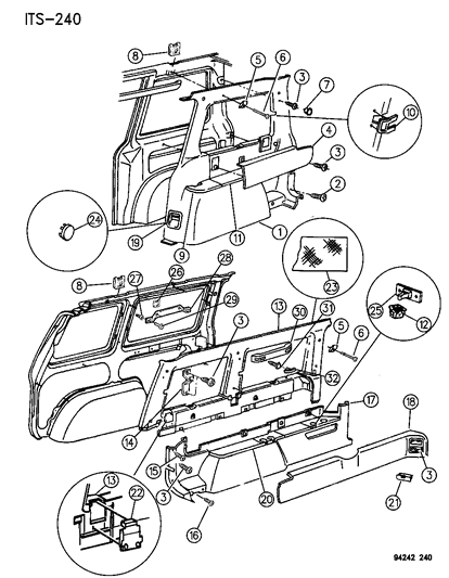 1994 Dodge Caravan Handle Diagram for H882HD5