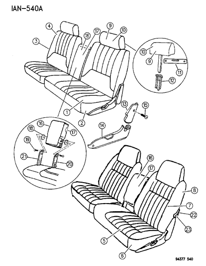 1996 Dodge Dakota Shield-RECLINER Upper Diagram for 5BF60SD3