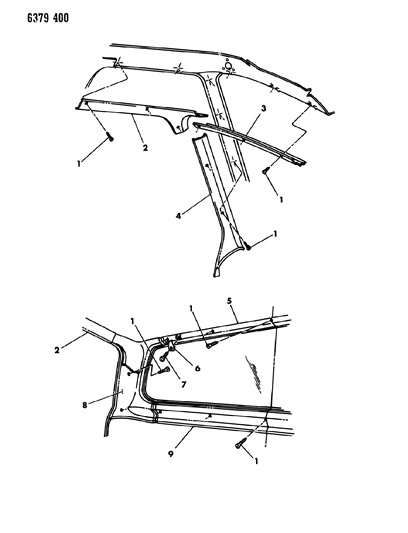 1986 Dodge Ramcharger Panels - Trim Upper And Lower Diagram