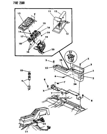 1987 Dodge Daytona Console, Center Diagram