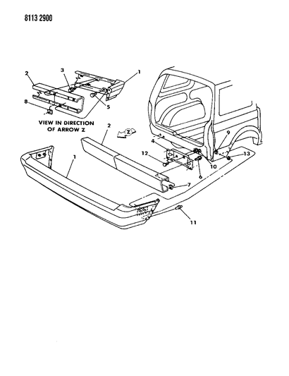 1988 Dodge Caravan Fascia, Rear Diagram