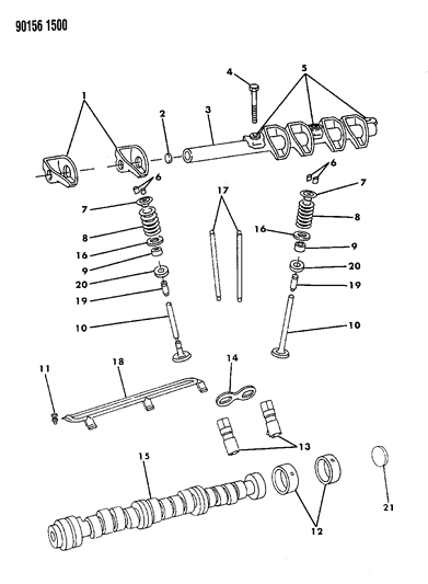 1990 Chrysler Imperial Camshaft & Valves Diagram