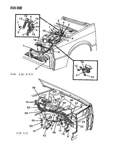 1988 Dodge 600 Plumbing - A/C & Heater Diagram 1