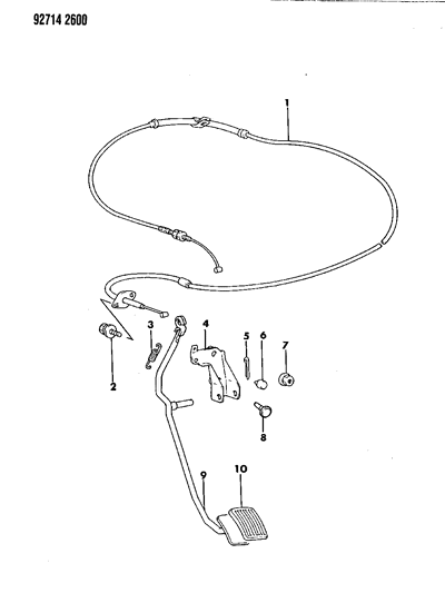 1992 Dodge Ram 50 Accelerator Linkage & Pedal Diagram 1