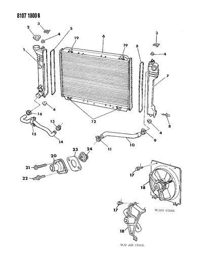 1988 Chrysler New Yorker Turbo Radiator & Related Parts Diagram