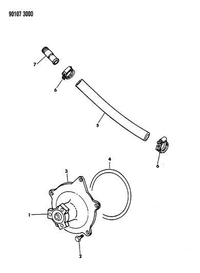 1990 Dodge Grand Caravan Water Pump & Related Parts Diagram 3