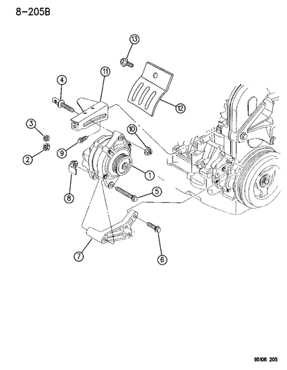 1995 Chrysler Town & Country Alternator & Mounting Diagram 2