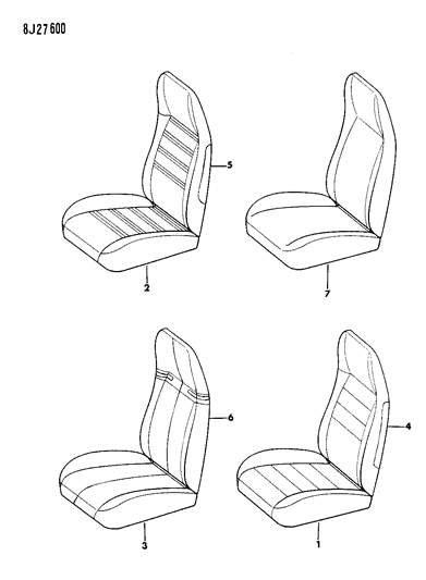 1990 Jeep Wrangler Covers & Frame With Pad Front Seat Diagram