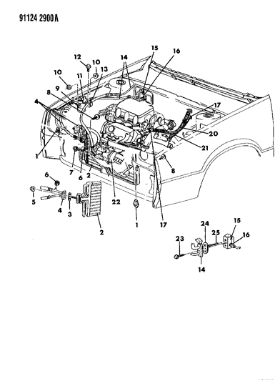 1991 Dodge Daytona Plumbing - A/C & Heater Diagram 2