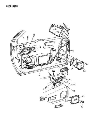 1986 Dodge Daytona Wiring & Switches - Door Diagram