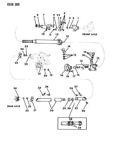 1987 Dodge D150 Propeller Shaft 2 Piece And Universal Joint Diagram 1