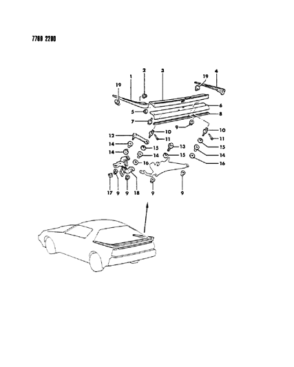 1987 Chrysler Conquest Spoiler, Liftgate Diagram