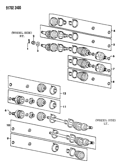 1991 Dodge Colt Axle Shafts, Front Diagram 1