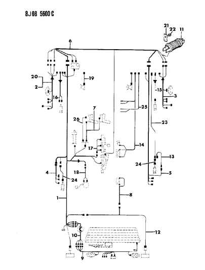 1988 Jeep Cherokee Harness-Body Wiring Diagram for 56003935