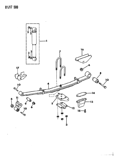 1986 Jeep Comanche Suspension - Rear With Shock Absorber Diagram