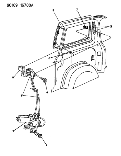 1990 Chrysler Town & Country Window Vent Electric Quarter Diagram