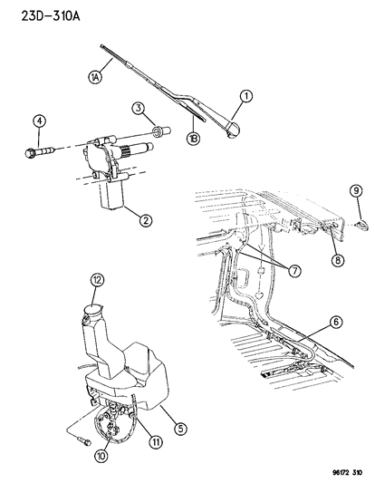 1996 Dodge Grand Caravan Rear Wiper & Washer Diagram