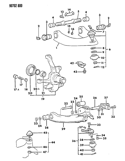 1990 Dodge Ram 50 Suspension - Front Diagram 1