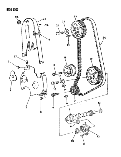 1989 Dodge Dynasty Timing Belt & Cover & Intermediate Shaft Diagram