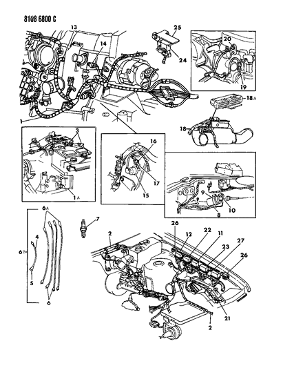 1988 Dodge Caravan Wiring - Engine - Front End & Related Parts Diagram