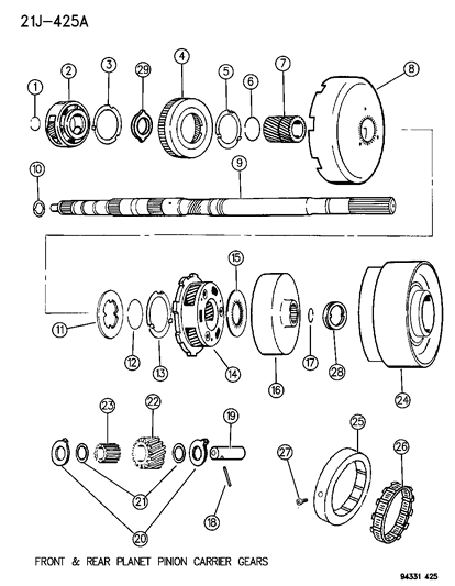 1996 Dodge Ram Wagon Gear Train & Intermediate Shaft Diagram