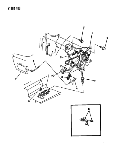 1991 Chrysler LeBaron Sedan Lever - Parking Brake Diagram
