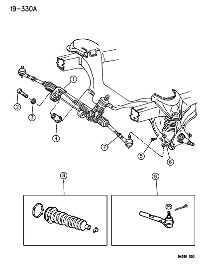 1996 Dodge Dakota Rack & Pinion Power Gear Assembly Diagram for R0400234