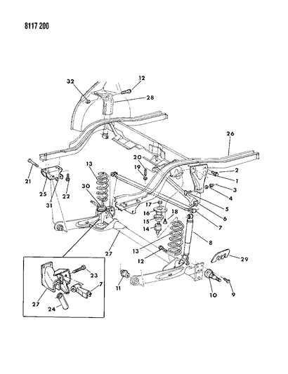 1988 Chrysler LeBaron Base Suspension - Rear Diagram
