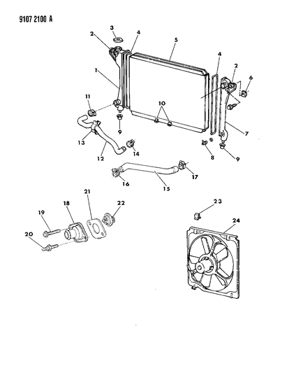 1989 Chrysler New Yorker Radiator & Related Parts Diagram 1