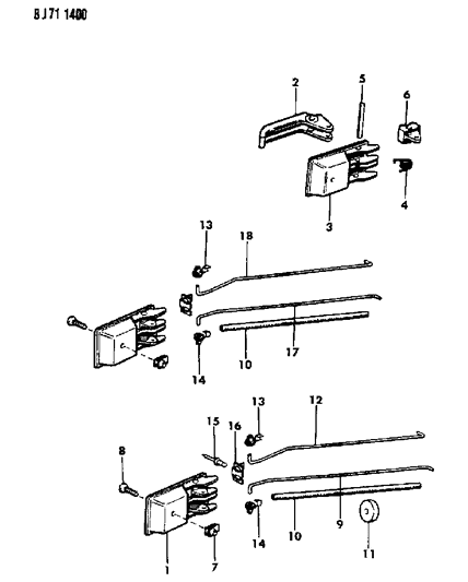 1987 Jeep Wagoneer Door, Handles & Controls Diagram