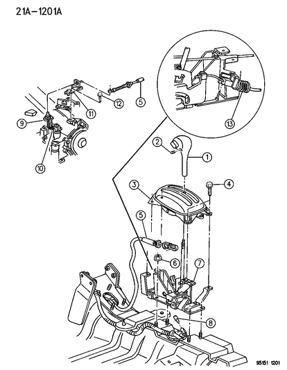 1995 Dodge Spirit (PRNDL) 3 Speed Atx Diagram for 4565353