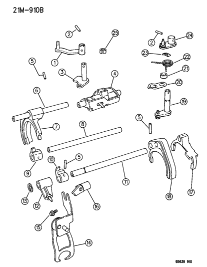 1996 Chrysler Sebring Fork & Rail Diagram