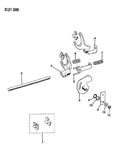 1985 Jeep Grand Wagoneer Shift Forks, Rails And Shafts Diagram 5