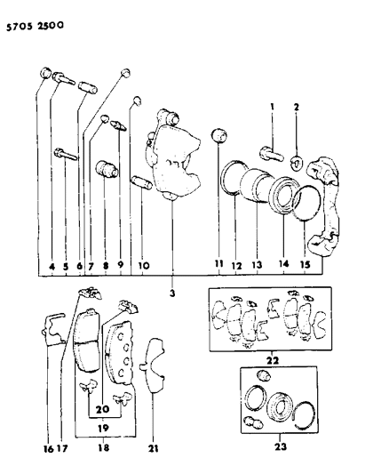 1985 Dodge Colt Brakes, Front Diagram 2