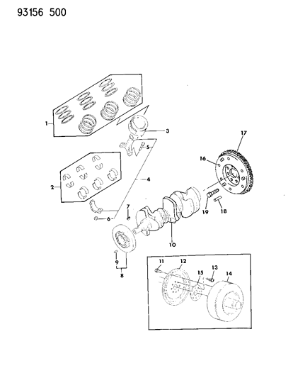 1993 Chrysler Imperial Crankshaft , Pistons And Torque Converter Diagram 2