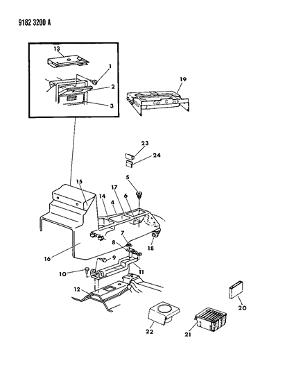 1989 Dodge Aries Console & Arm Rest Diagram