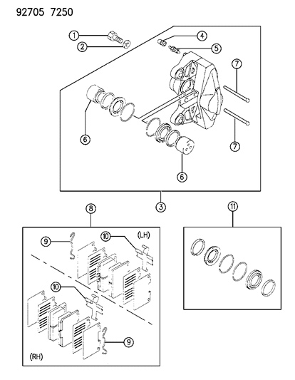 1994 Dodge Stealth Brake, Rear Diagram 2