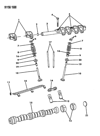 1991 Chrysler New Yorker Camshaft & Valves Diagram 2