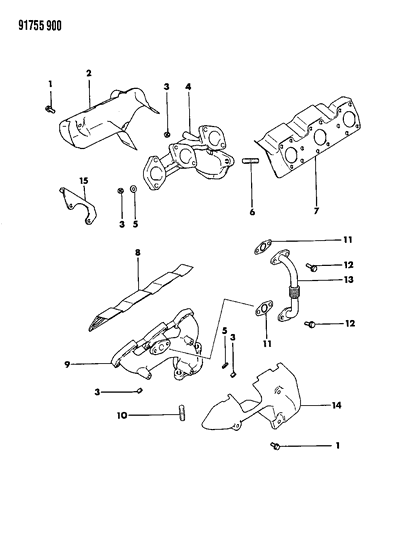 1991 Dodge Ram 50 Intake & Exhaust Manifold Diagram 2