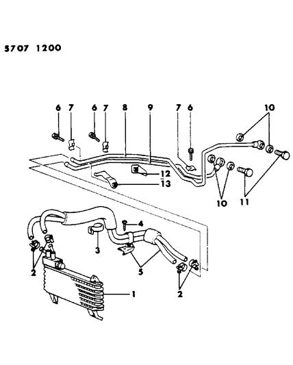 1986 Dodge Conquest Oil Cooler & Lines Diagram