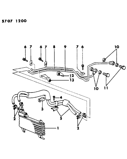 1985 Dodge Conquest Oil Cooler & Lines Diagram