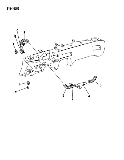 1989 Chrysler TC Maserati Demister, Hose, Adapter Diagram