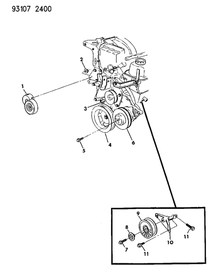 1993 Chrysler New Yorker Pulley-Idler Diagram for 53013366AA