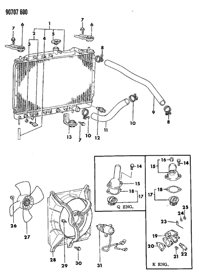 1990 Dodge Colt Screw-Radiator Diagram for MB538833