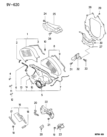 1995 Dodge Stealth Timing Belt Cover Diagram 1